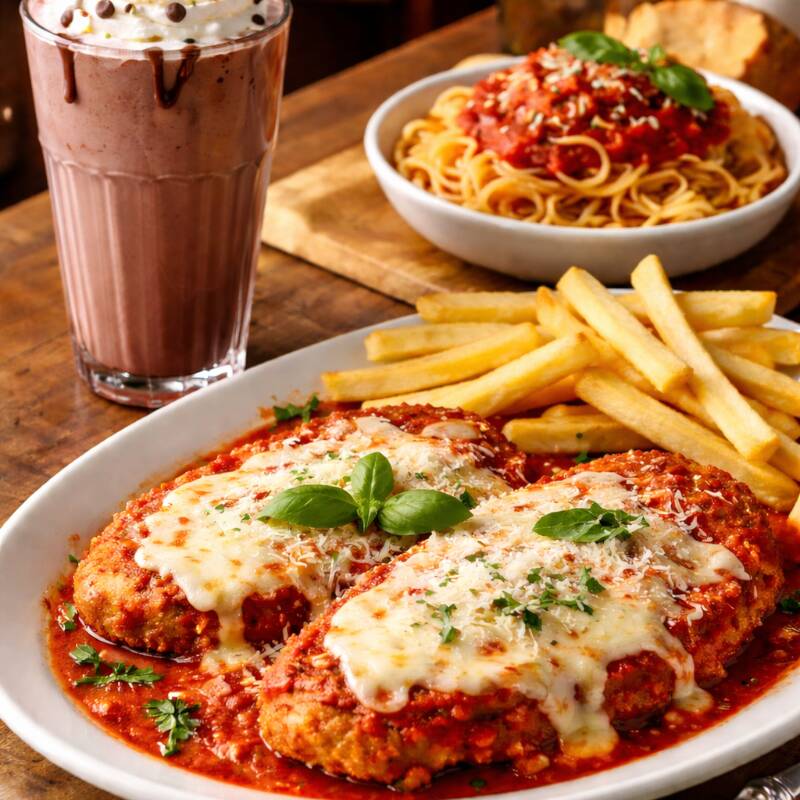 Macarrão , filé de frango suculento e temperado com molho de tomate , bastante queijo , um prato para voçê matar sua vontade.. Prato com entrega em até 55 minutos senhores
