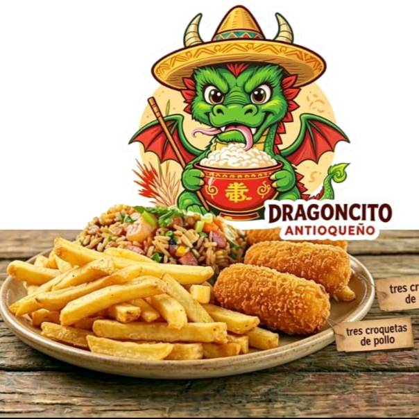 Combo croqueta de pollo más papas.