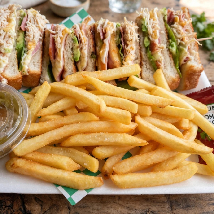 Club Sandwich con Papas