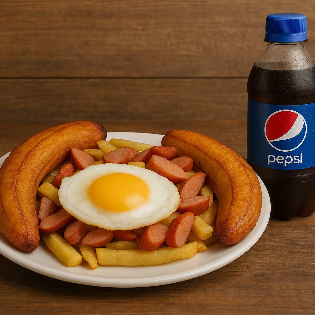 Salchipapa a lo Pobre + Pepsi personal