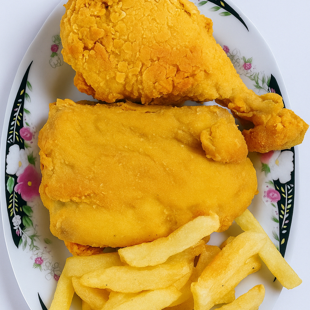 DELICIOSO😋POLLO APANADO+PAPA FRANCESA