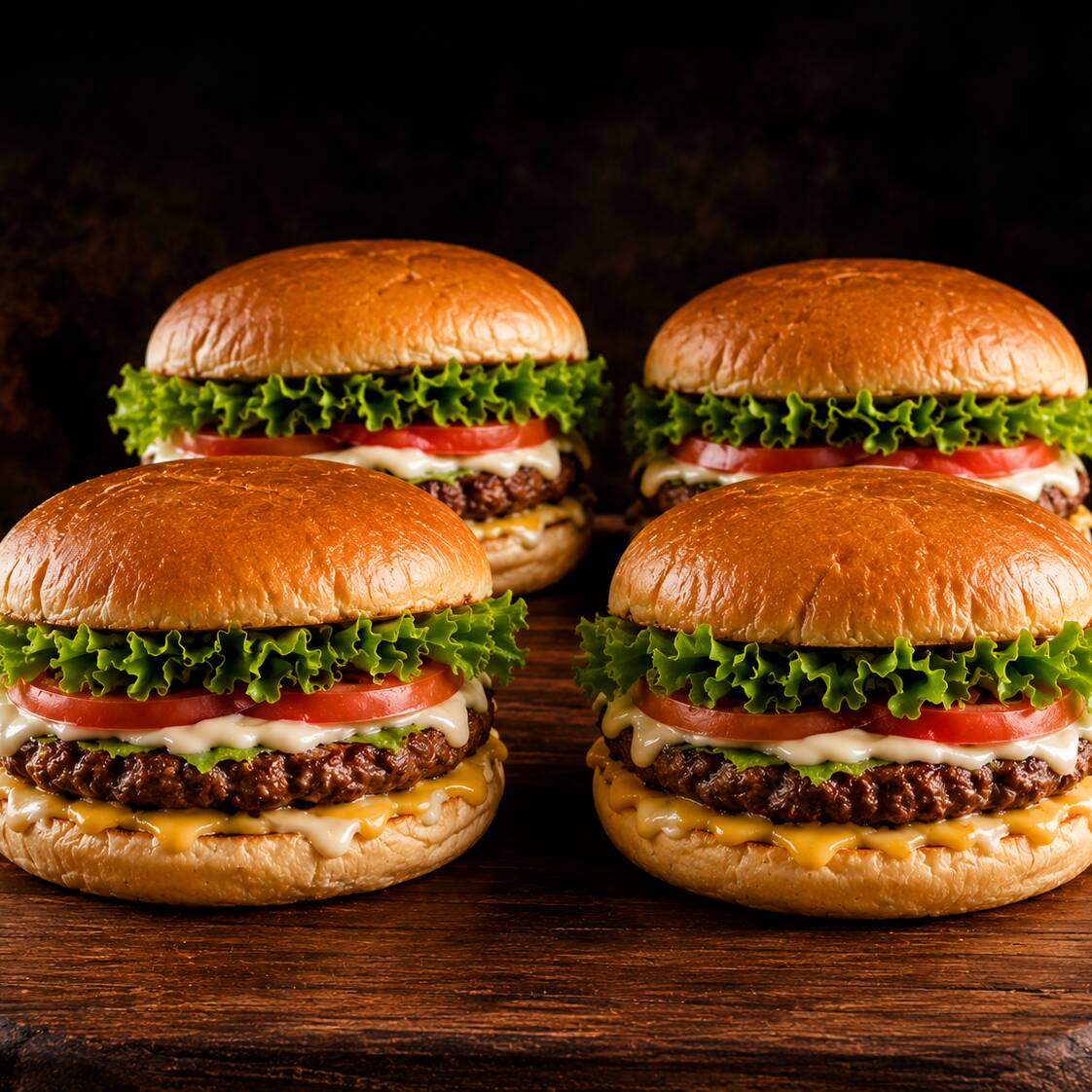 Os 4 lanche vai igual Pão, 2 hambúrguer, alface, cheddar, tomate,molho billy jack tasty.
OBS: hambúrguer não e artesanal