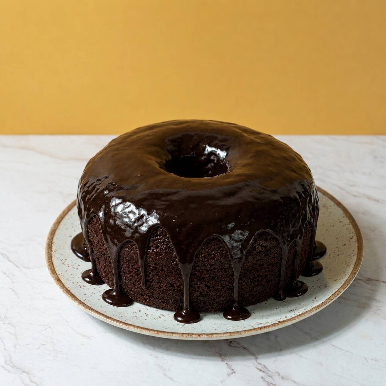 Massa tradicionalmente saborosa, coberto com calda de chocolate.
Serve até 16 fatias.