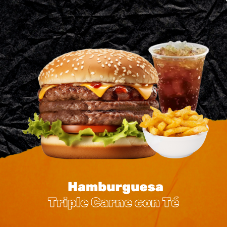 Hamburguesa Triple + Papas + Té de Durazno