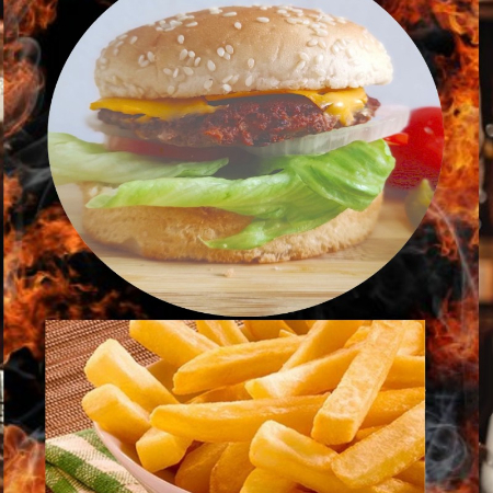 HAMBURGUESA KOMBOLOKO CON PAPAS