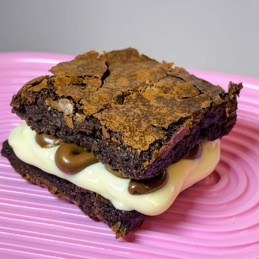 Delicie-se com o nosso irresistível Sandobrownie, uma combinação perfeita de brownie macio e cremoso, recheado com um generoso creme de Ninho que derrete na boca. Para completar essa explosão de sabores, finalizamos com uma camada rica de Nutella, trazendo o equilíbrio ideal entre o doce e o cremoso. Uma verdadeira experiência para os amantes de sobremesas!