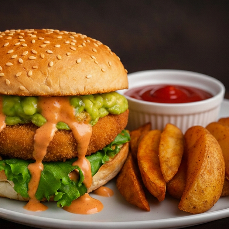 Hamburguesa Crispy con papas