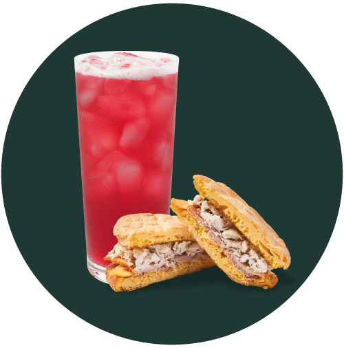 Shaken de Té Hibiscus + Sándwich Pan nube