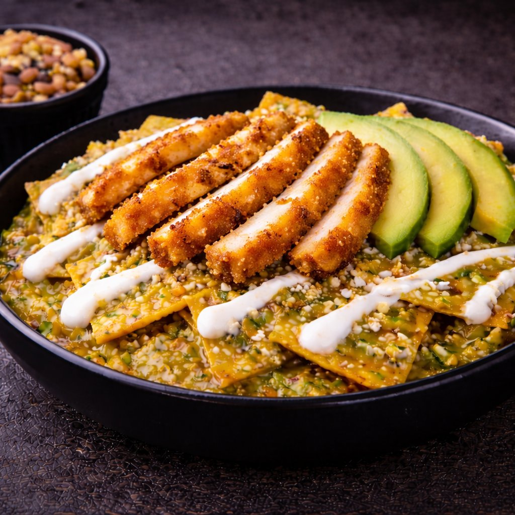 Chilaquiles con Milanesa de Pollo