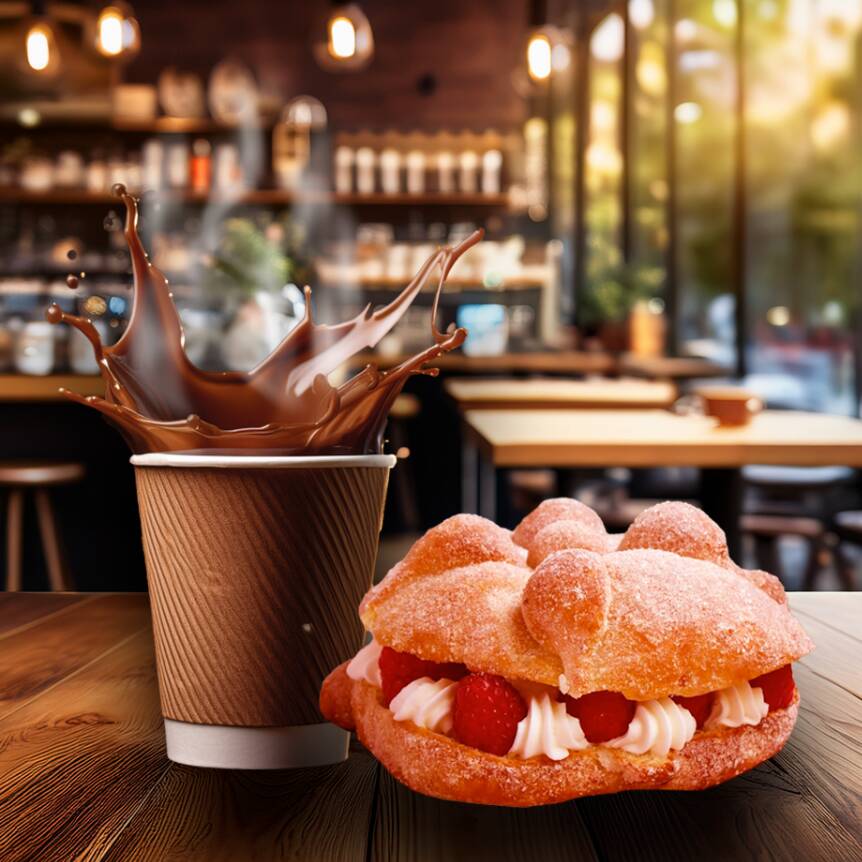 Pan de Muerto con Relleno + Chocolate Caliente