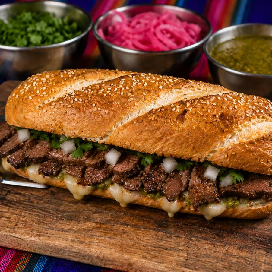Baguette de Arrachera con Aguacate