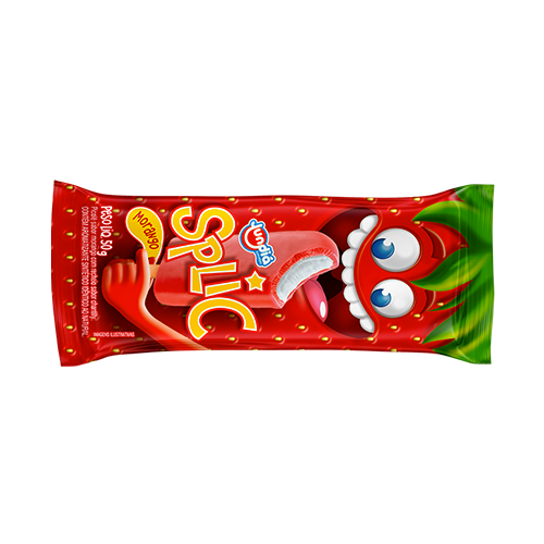 Delicioso picolé de morango com recheio de chantilly.