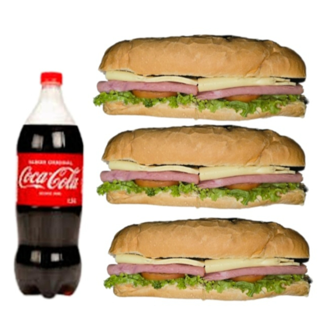 Combo 3 Sandwichs + Gaseosa 1 LT