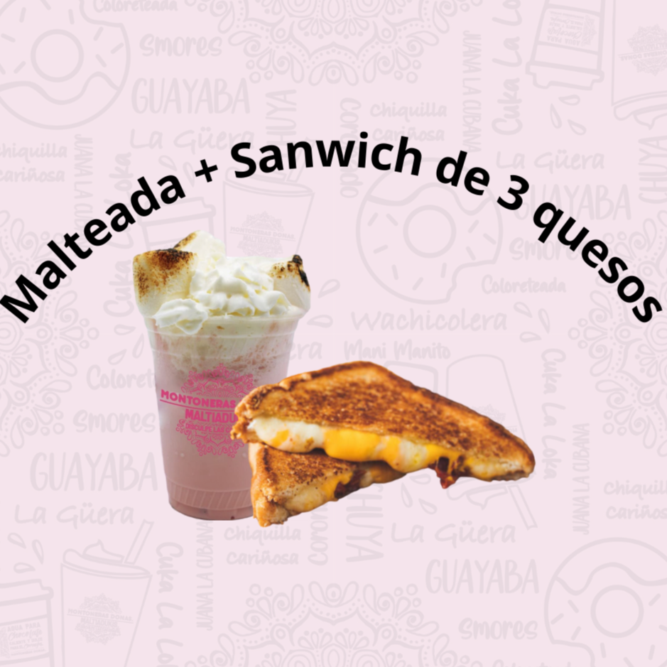 Combo Malteada + Sandwich 3 Quesos