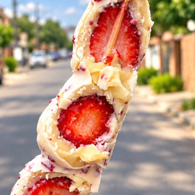 Um delicioso bombom de morango cravejado no palito 200g