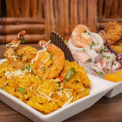Ceviche + Chicharron + Arroz con Mariscos