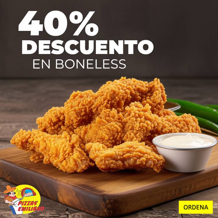 1/2 Lt de Boneless Naturales 2 Aderezos Chipotle