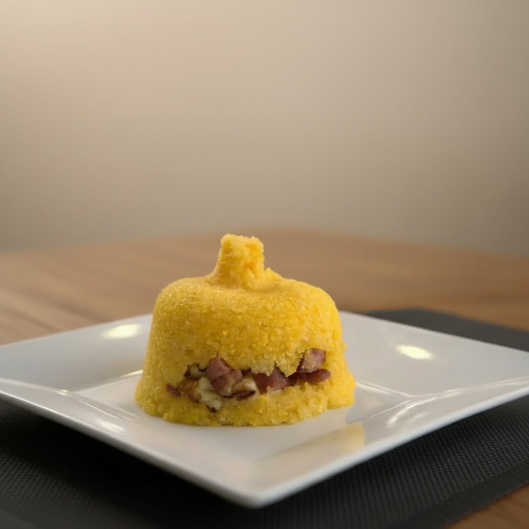 Cuscuz com linguiça mineira e queijo prato derretido, é irresistível.