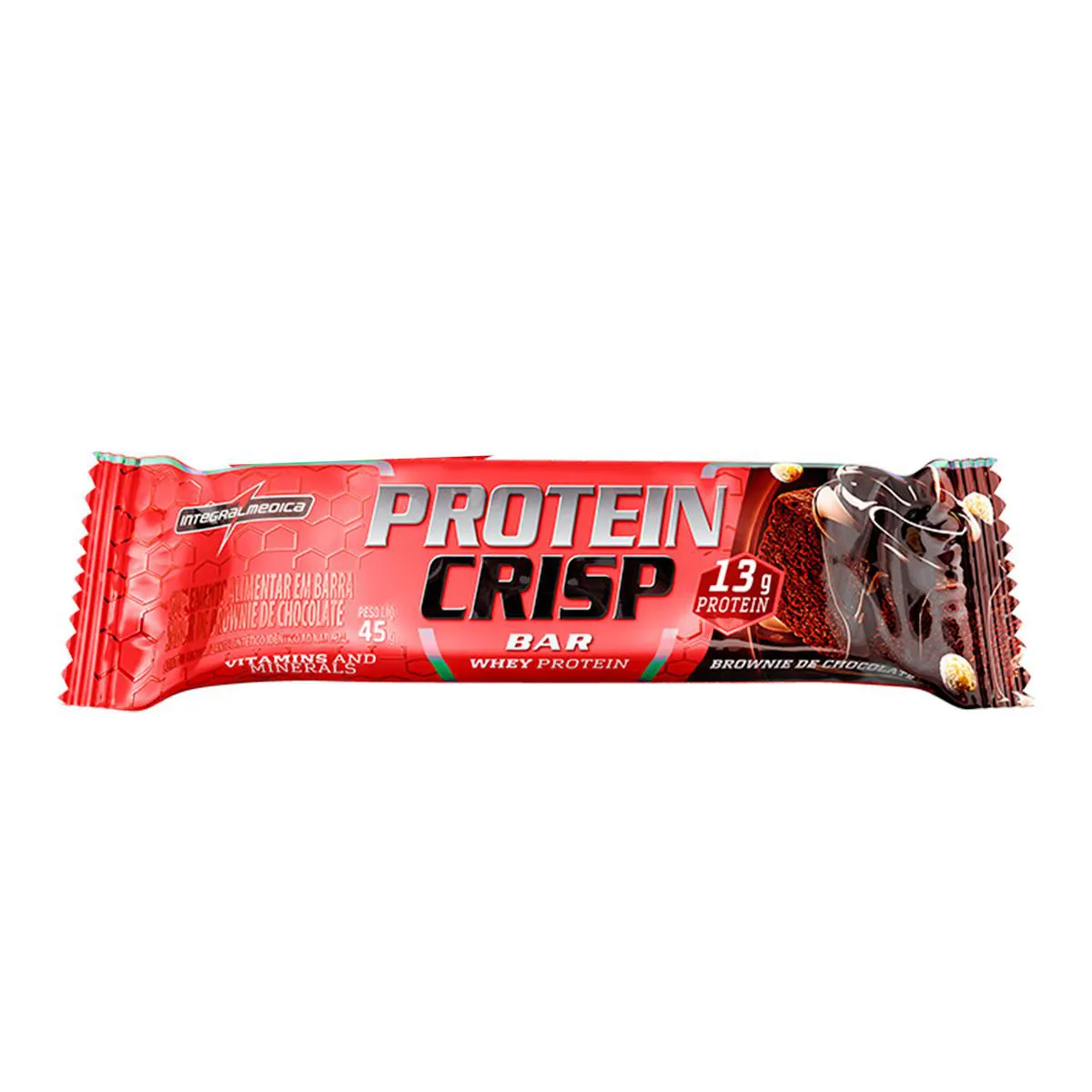 Descrição do produto
O que é e para que serve a Barra De Proteína Crisp Bar Whey Protein Integralmedica Brownie De Chocolate 45G?
A Barra de Proteína Protein Crisp é um snack proteico saudável, composto por 13g de proteínas de alto valor biológico, livre de glúten e rico em vitaminas, minerais e fibras. Possui textura macia e crocante, com sabor de brownie de chocolate.