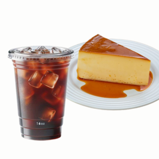 Combo de Cafe Americano Frio y Rebanada de Flan