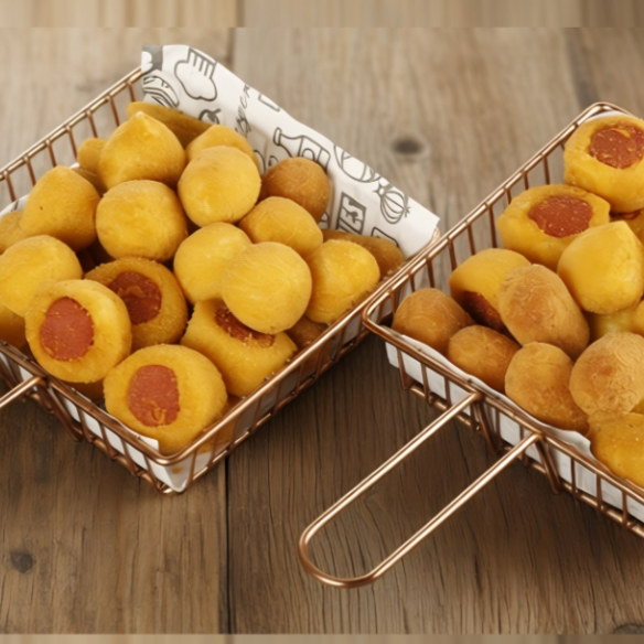 Combo de 40 salgadinhos com 5 opções de sabores. Frito na hora para chegar quentinho na sua casa. Entrega super rápida. Salgadinhos de 25g (Padrão Festa).