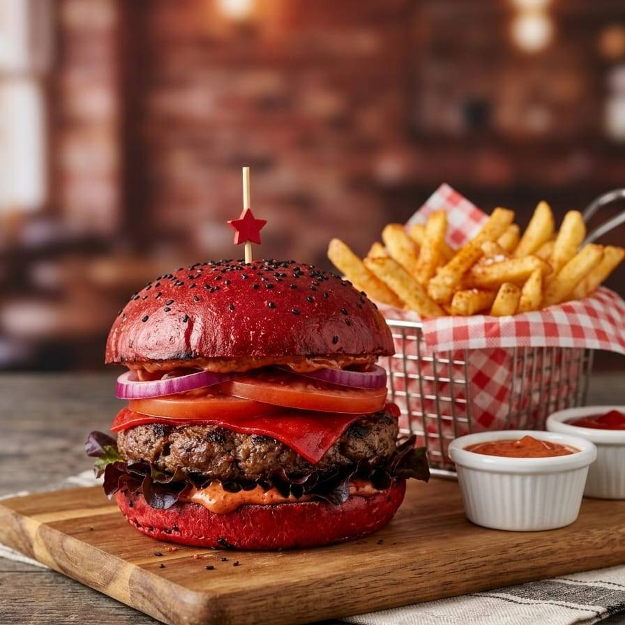Hamburguesa sencilla con papas y refresco