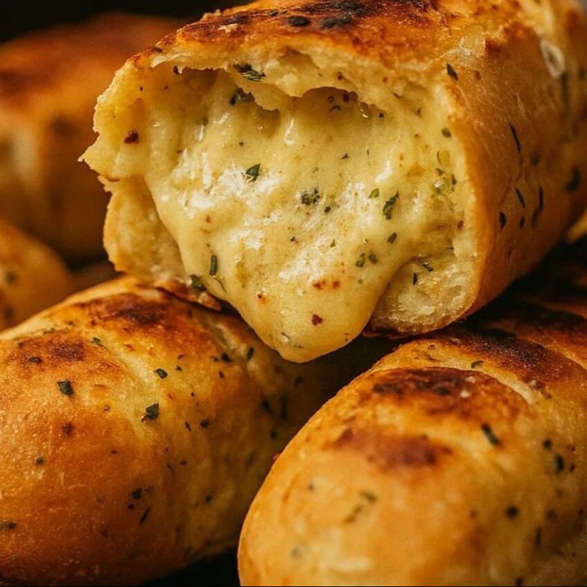 Pão crocante por fora, recheado com creme de alho cremoso e irresistível.