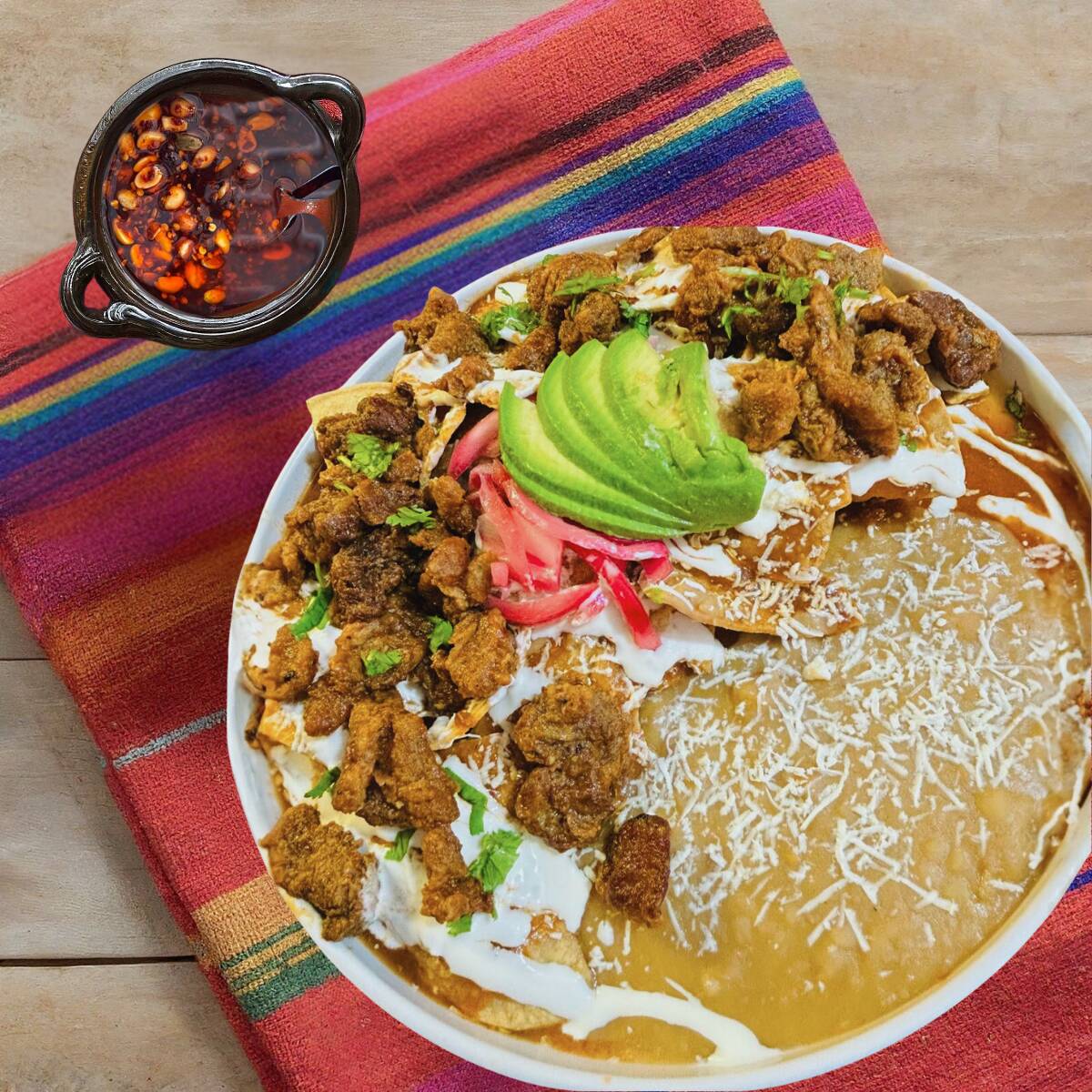 Chilaquiles con Chicharron Sinaloense