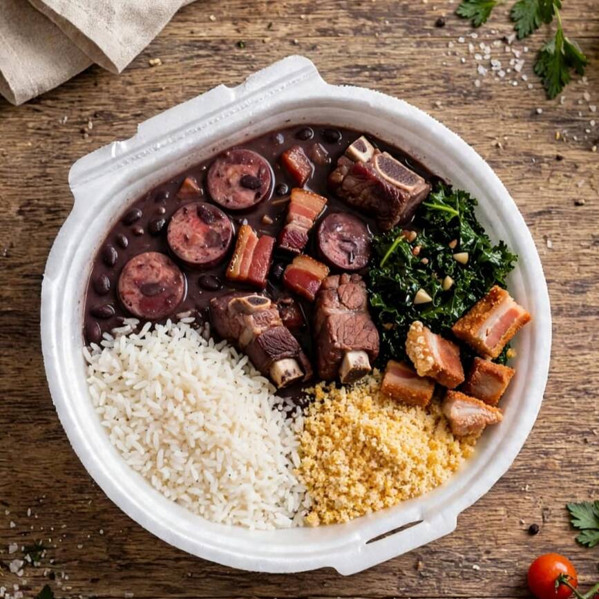 COMBO FAMILIA - FEIJOADA COMPLETA , ARROZ, FAROFA, COUVE, BANANA Á MILANESA E SALADA
COMBO MARMITAS SEPARADAS 1 DE FEIJOADA, 1 DE ARROZ, 1 DE FAROFA E COUVE E TORRESMO 1 DE BANANA Á MILANESA
UMA REFEIÇÃO COMPLETA...