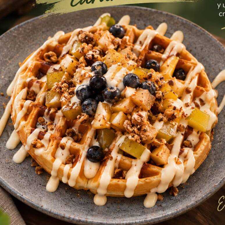 Waffles de Manzana Caramelizada