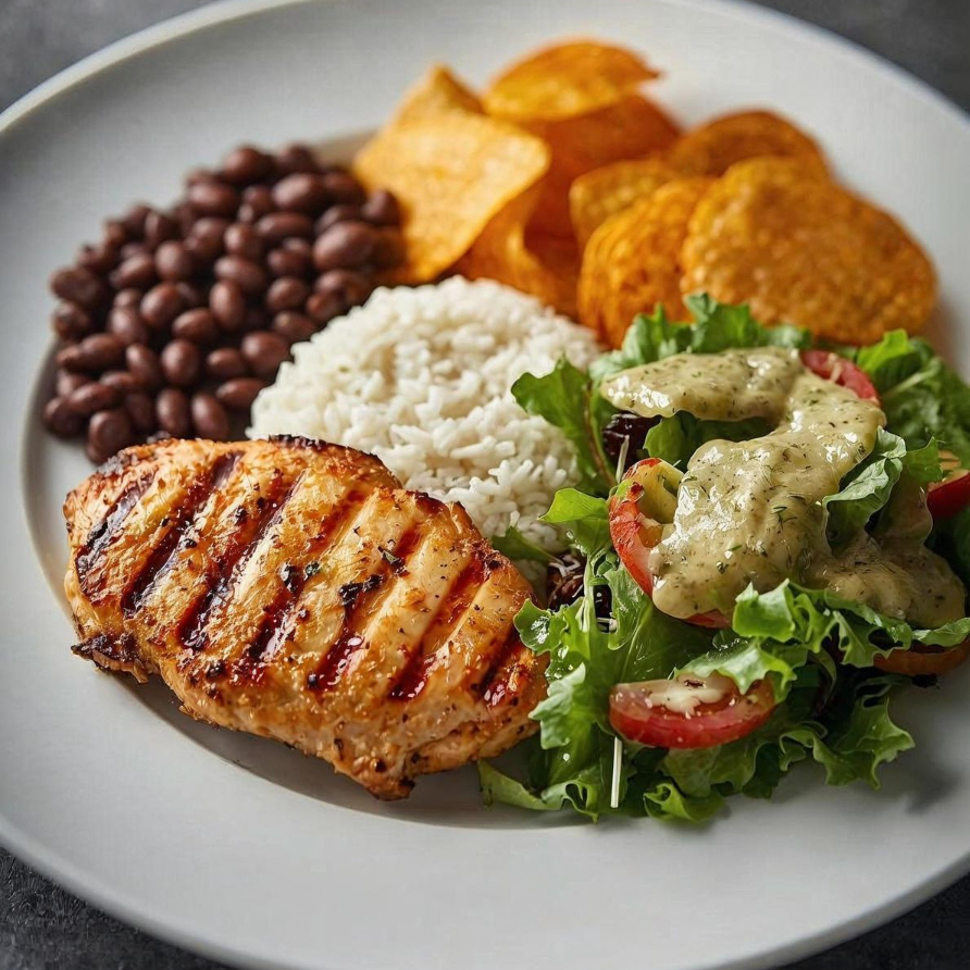 2 marmitas pequenas de frango grelhado + 2 guaraná Caçulinha