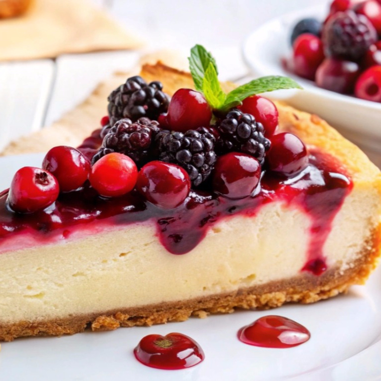 Cheese Cake con Coulis de Frutos Rojos
