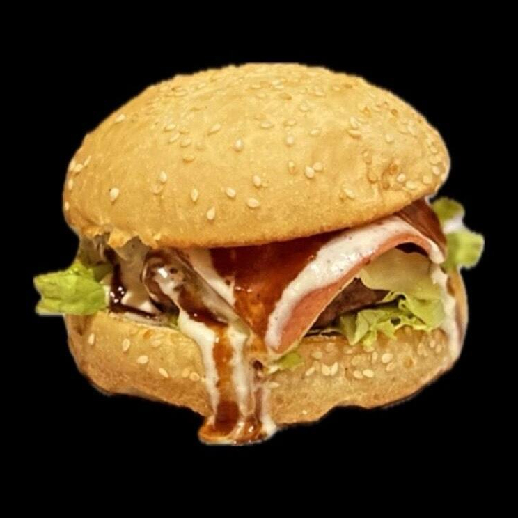 Pão carne 130g,queijo,presunto,alface e Molho Opcional Maionese Especial e Barbercue