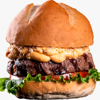 PAO BRIOCHE, HAMBURGUER ARTESANAL COM 180GRS ,QUEIJO CHEDDAR, CEBOLA CARAMELIZADA E MAIONESE ARTESANAL DA CASA