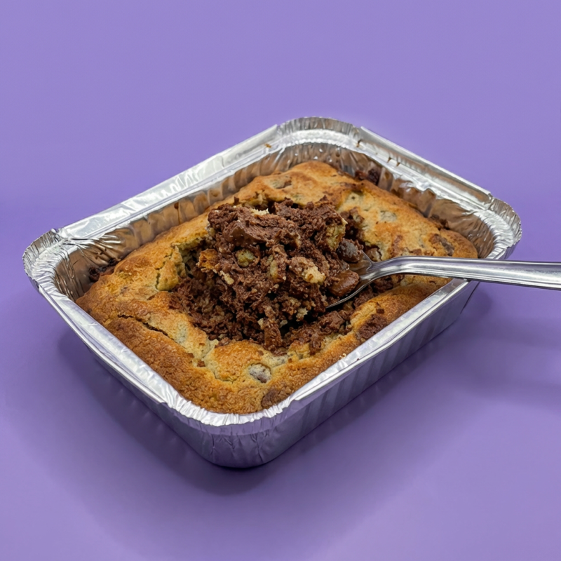 Desfrute de nossa 'Torta de Cookie com Nutella'. Esta delícia traz um recheio generoso de Nutella, criteriosamente acondicionada em uma marmita de alumínio. Com aproximadamente 300g, é perfeita para saborear individualmente ou compartilhar momentos doces com alguém especial. Este prato versátil é ideal para ser levado ao forno, caso queira congelar e reaquecer posteriormente. Além disso, pode ser