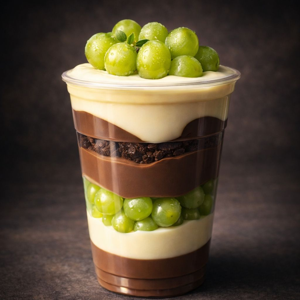 Copo de 300 ml Uva + Nutella + Creme de Leite Ninho + Leite Condensado.