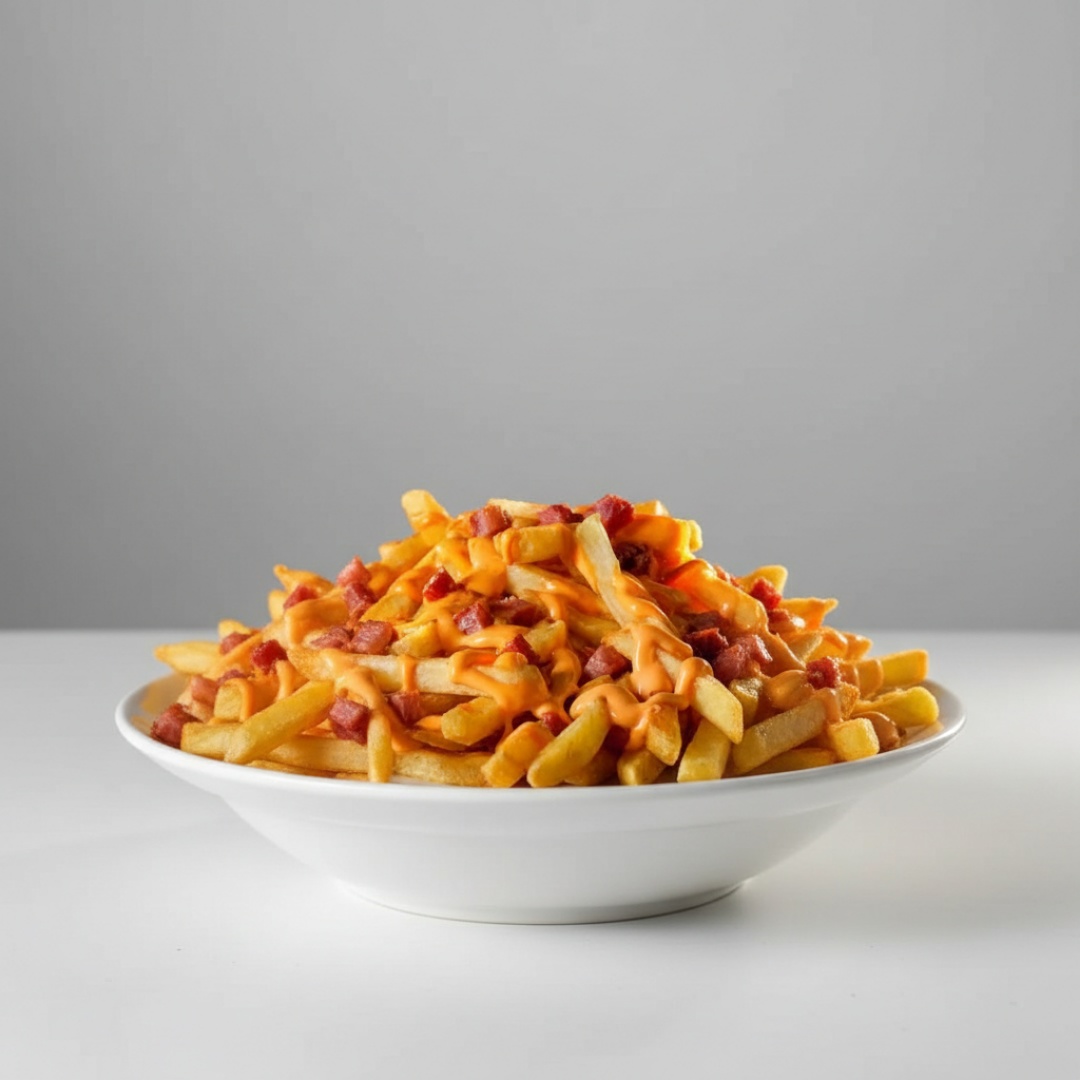 batata, mussarela, cheddar e bacon