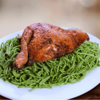 tallarin verde +1/4 de pollo(parte pierna)