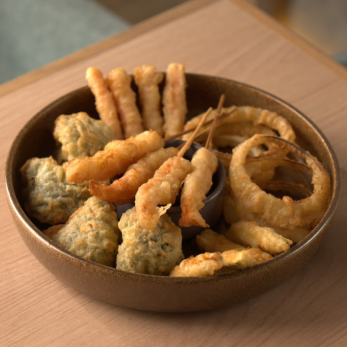 Vegetales y Camarones Tempura