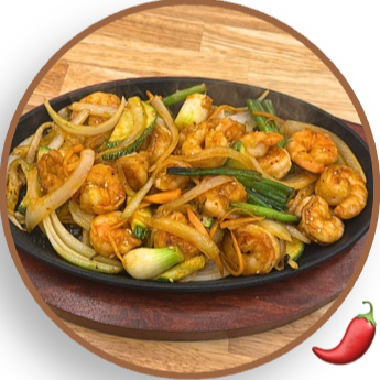 Sizzling Camarón con Spaguetti