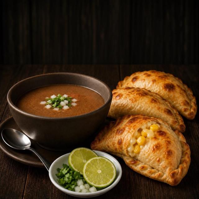Jugo de carne + 3 Empanadas
