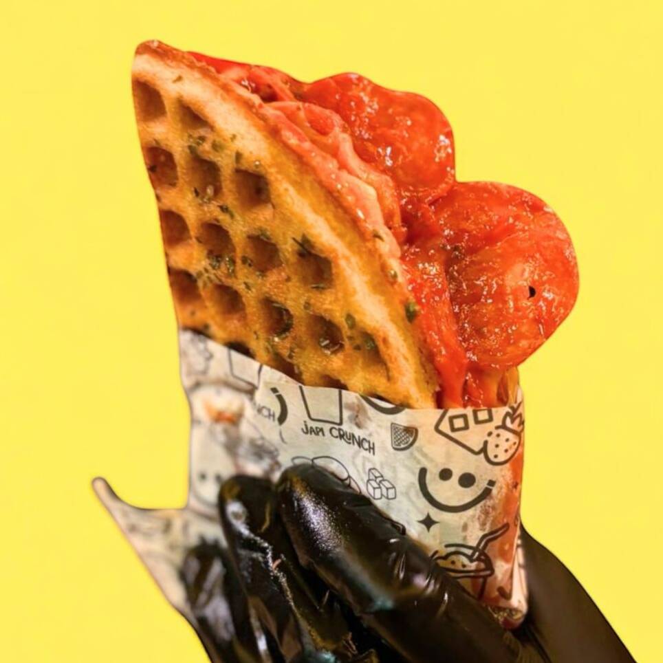Waffle Salado Pizza Waffle+ Coca Cola🚨😋😱