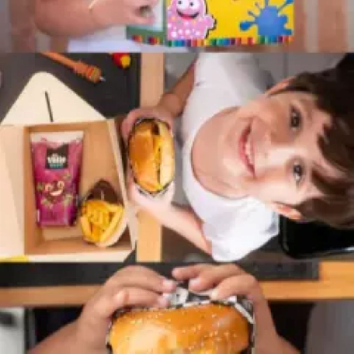 Para alegria da criançada! Contém 1 smash burger ou 6 nuggets, 1 fritas kid's, 1 suco e 1 brinquedo surpresa.