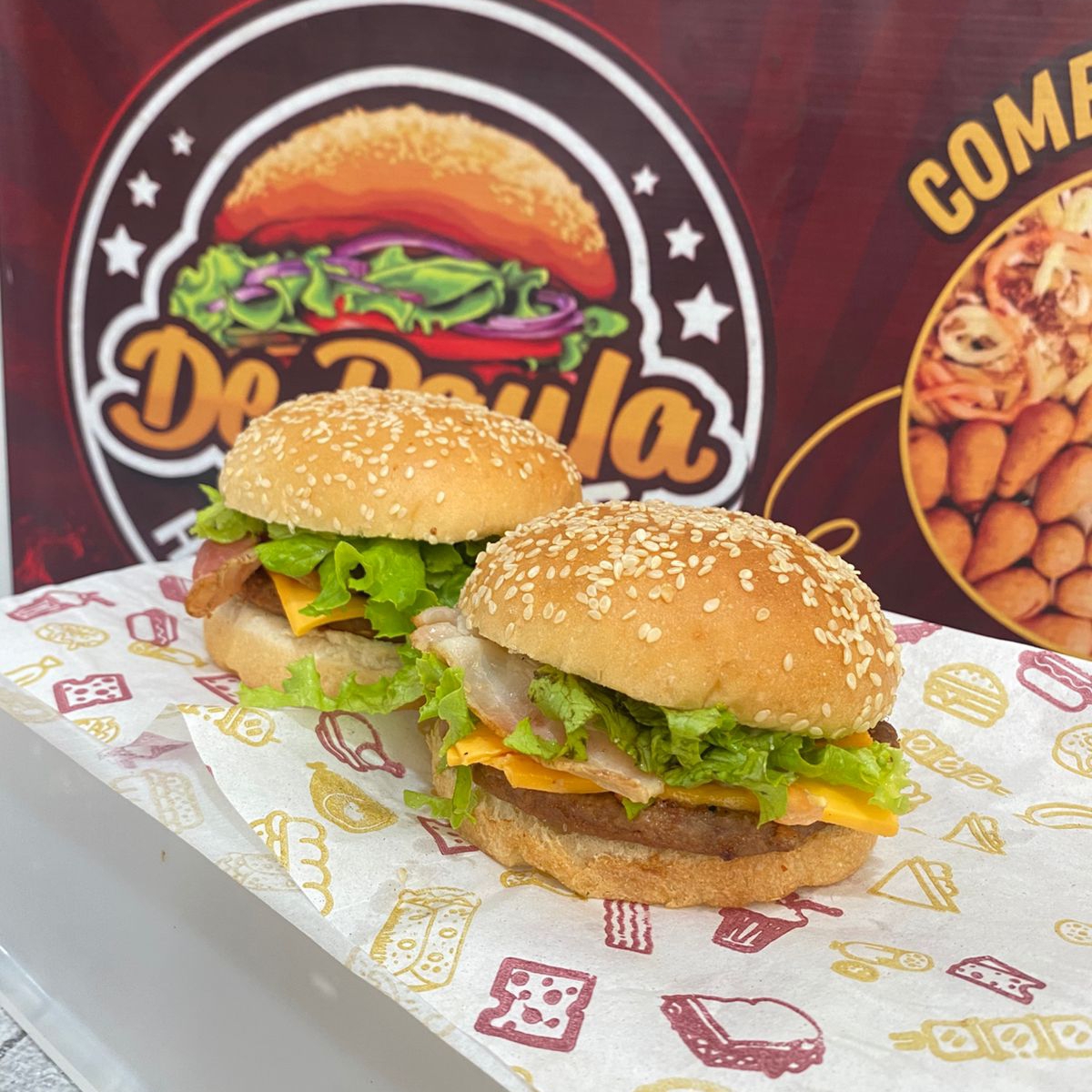 2 X BACON + BATATA H1 COMPLETA ( CHEDDAR, CATUPIRY, MAIONESE, KETCHUP, QUEIJO RALADO E BACON) + REFRI DE 600 ML