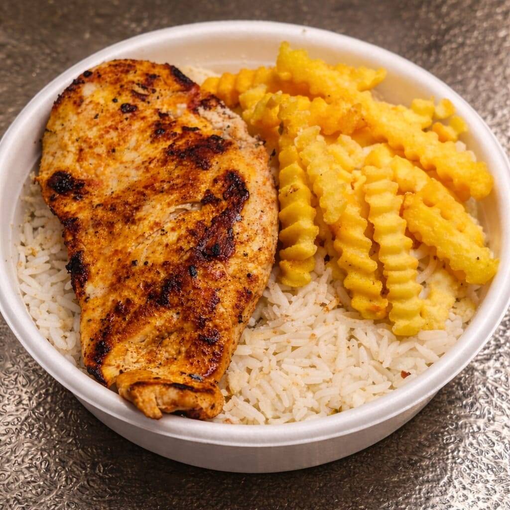 Marmita M de File de Frango com Fritas + Bebida
Arroz Soltinho , Feijão Cremoso , Suculento Filé de peito de frango acompanhado de Batatas Crocantes
Aquela Comidinha Fresca caseira feita com muito amor de carinho.
