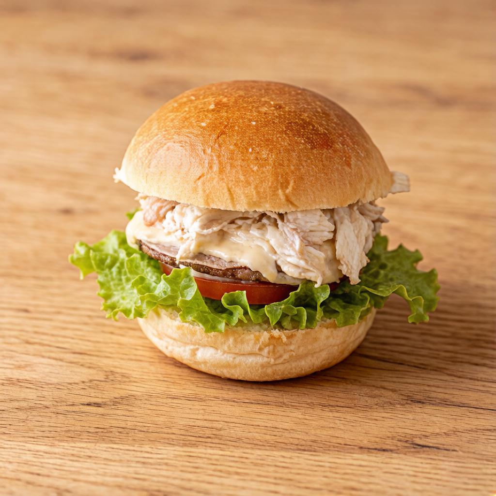 Hambúrguer tradicional
Frango desfiado
Catupry
presunto
Bacon
Queijo prato
Maionese
Alface e tomate