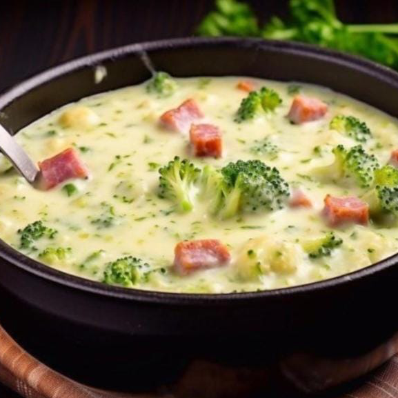 Caldo com mandioca brócolis e calabresa