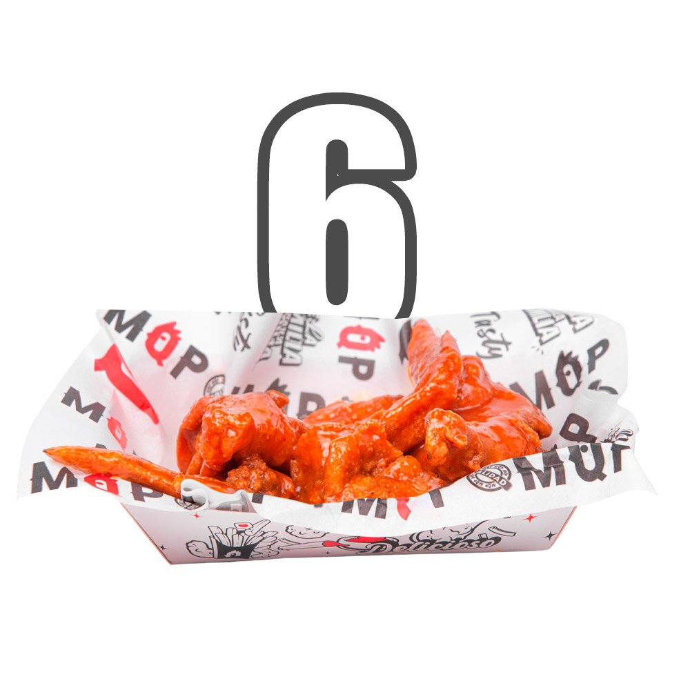 6 Alitas BBQ - BUFALO - MOSTAZA MIEL