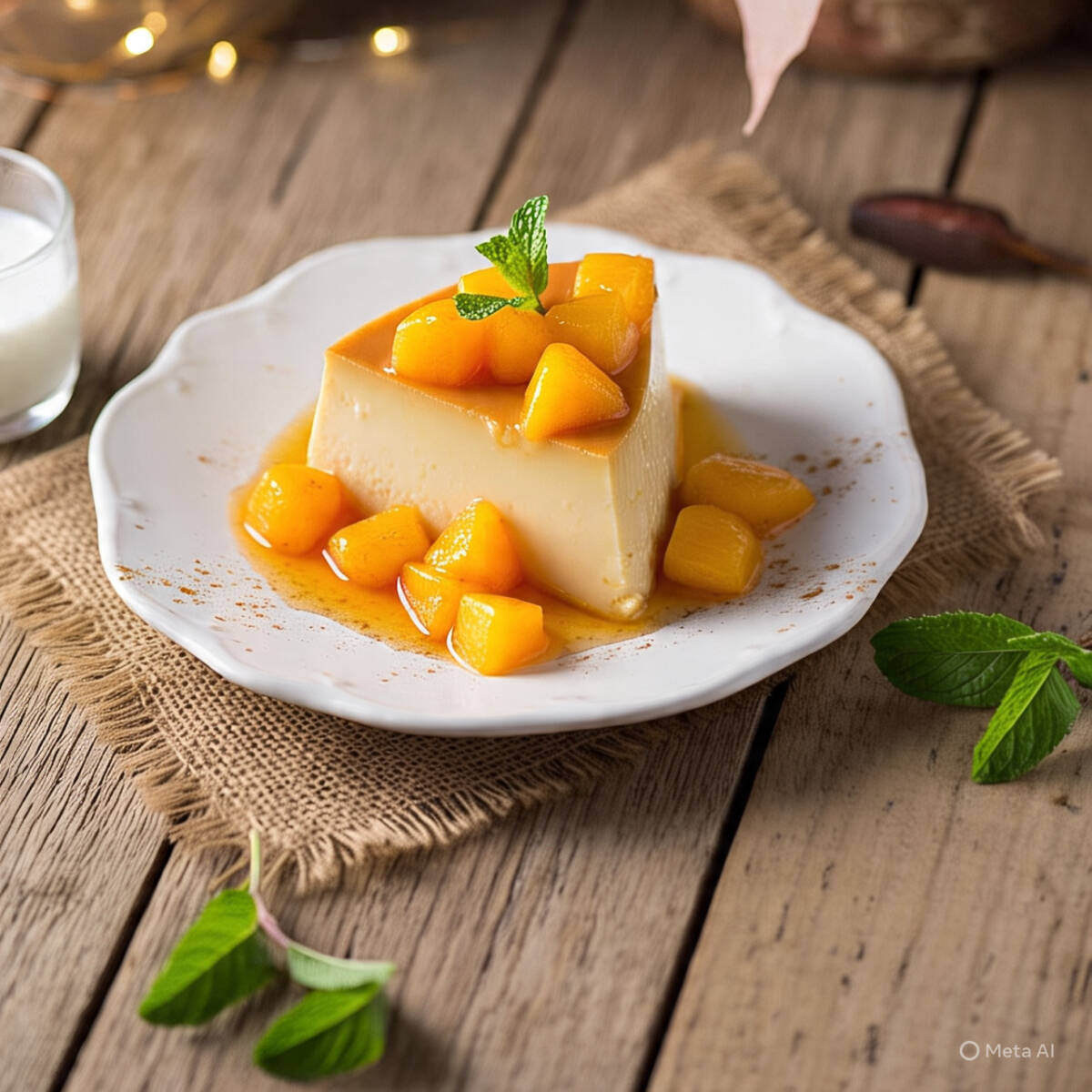Flan Napolitano con Durazno en Almíbar