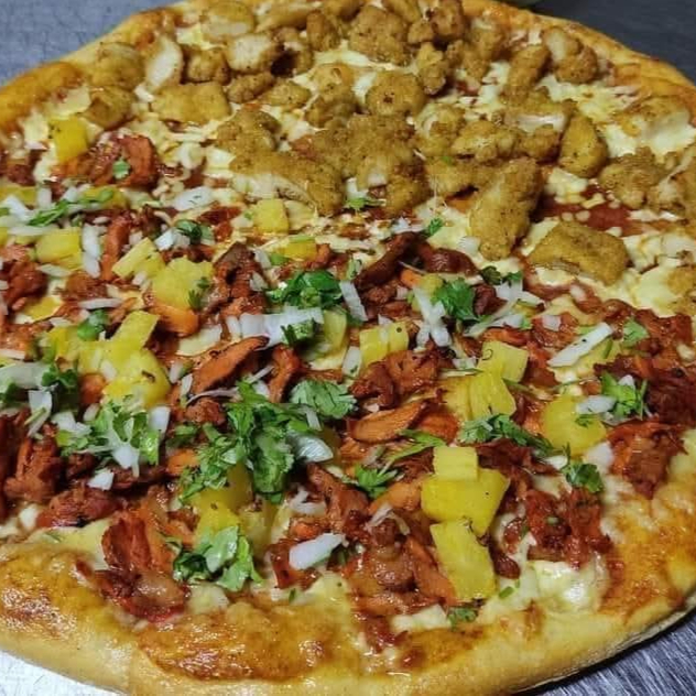 PIZZA GRANDE 1/2 BONELES 1/2 PASTOR + PAN C/AJO